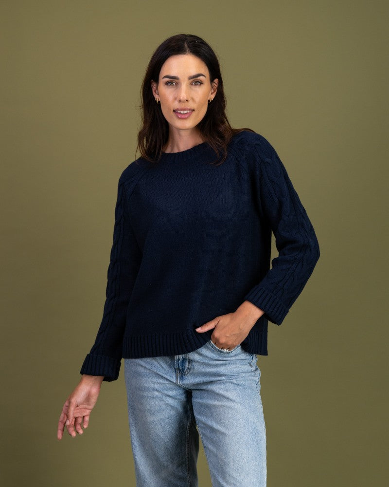 Cable Detail Knit in Navy