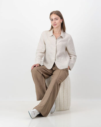 Linen Collar Jacket in Natural