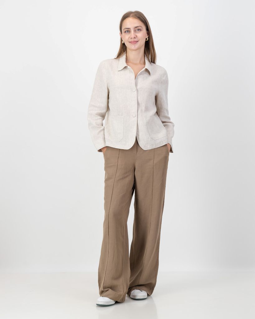 Linen Collar Jacket in Natural