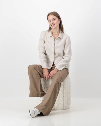 Linen Collar Jacket in Natural