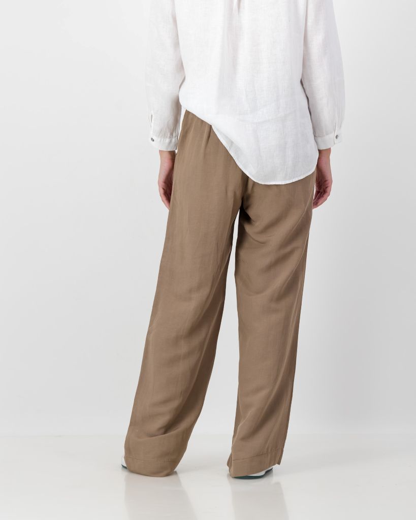 Linen Blend Wide Leg Pants in Latte