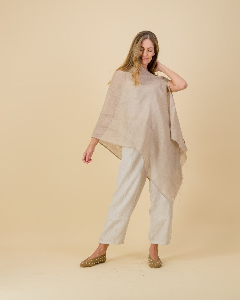 Linen Poncho in Natural