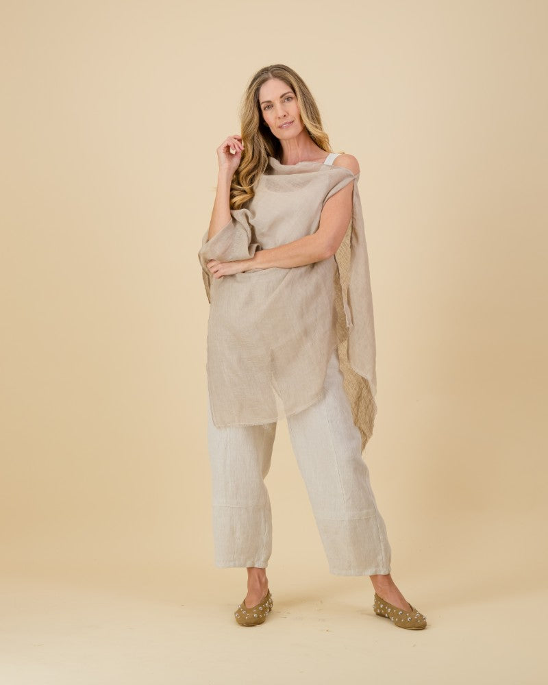 Linen Poncho in Natural