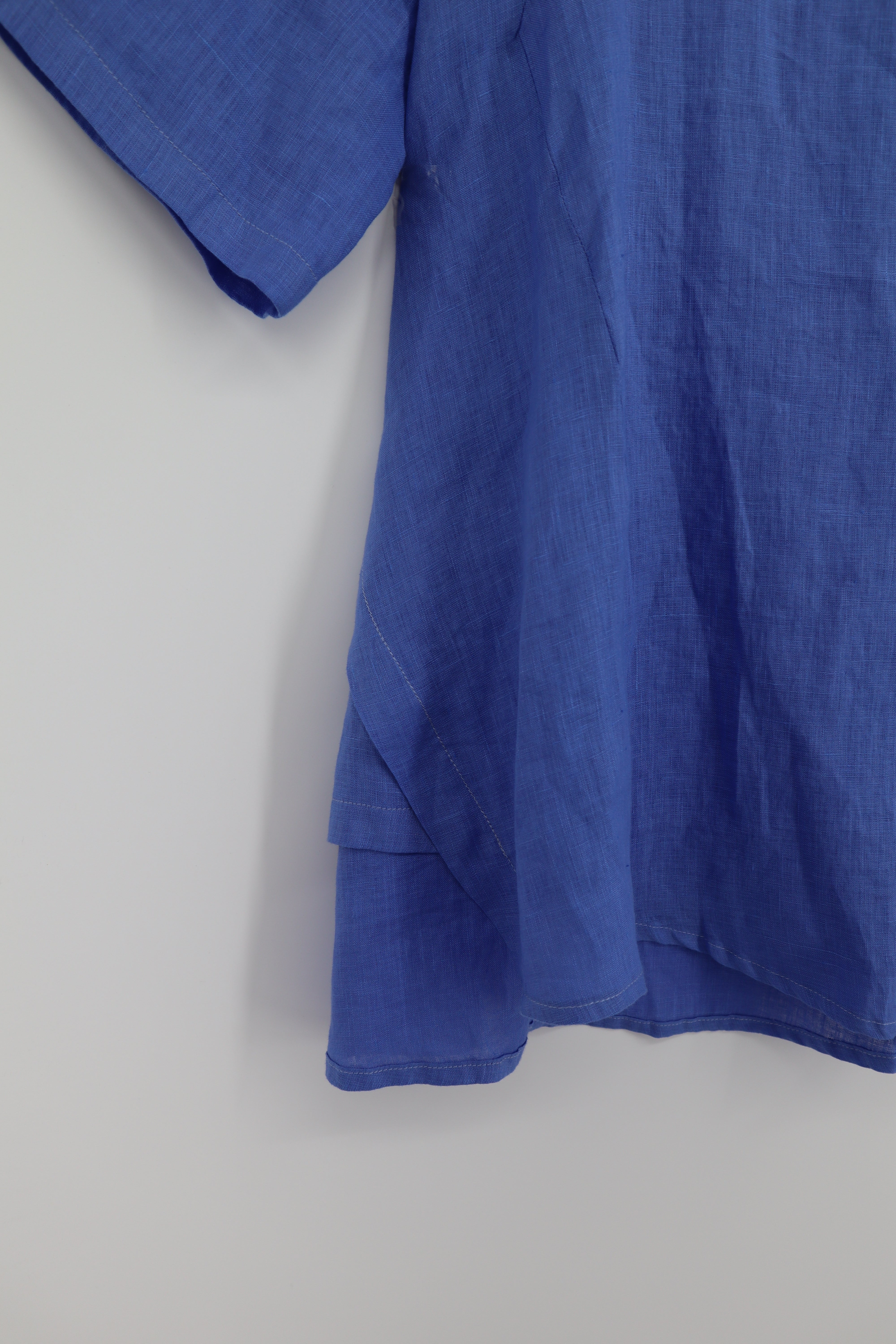 Round Neck Linen Tunic Top in Bluebell