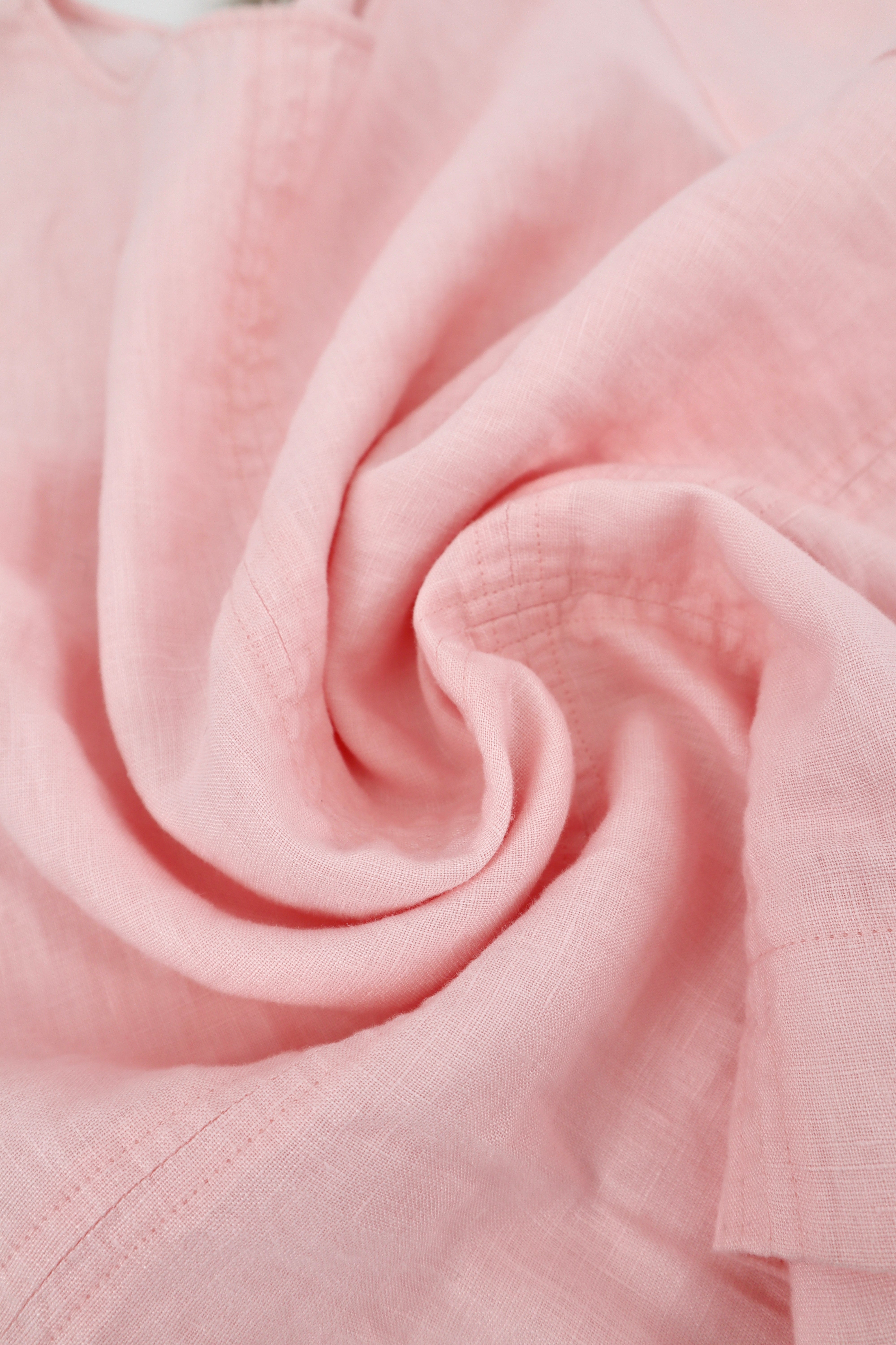 Round Neck Linen Tee in Light Pink