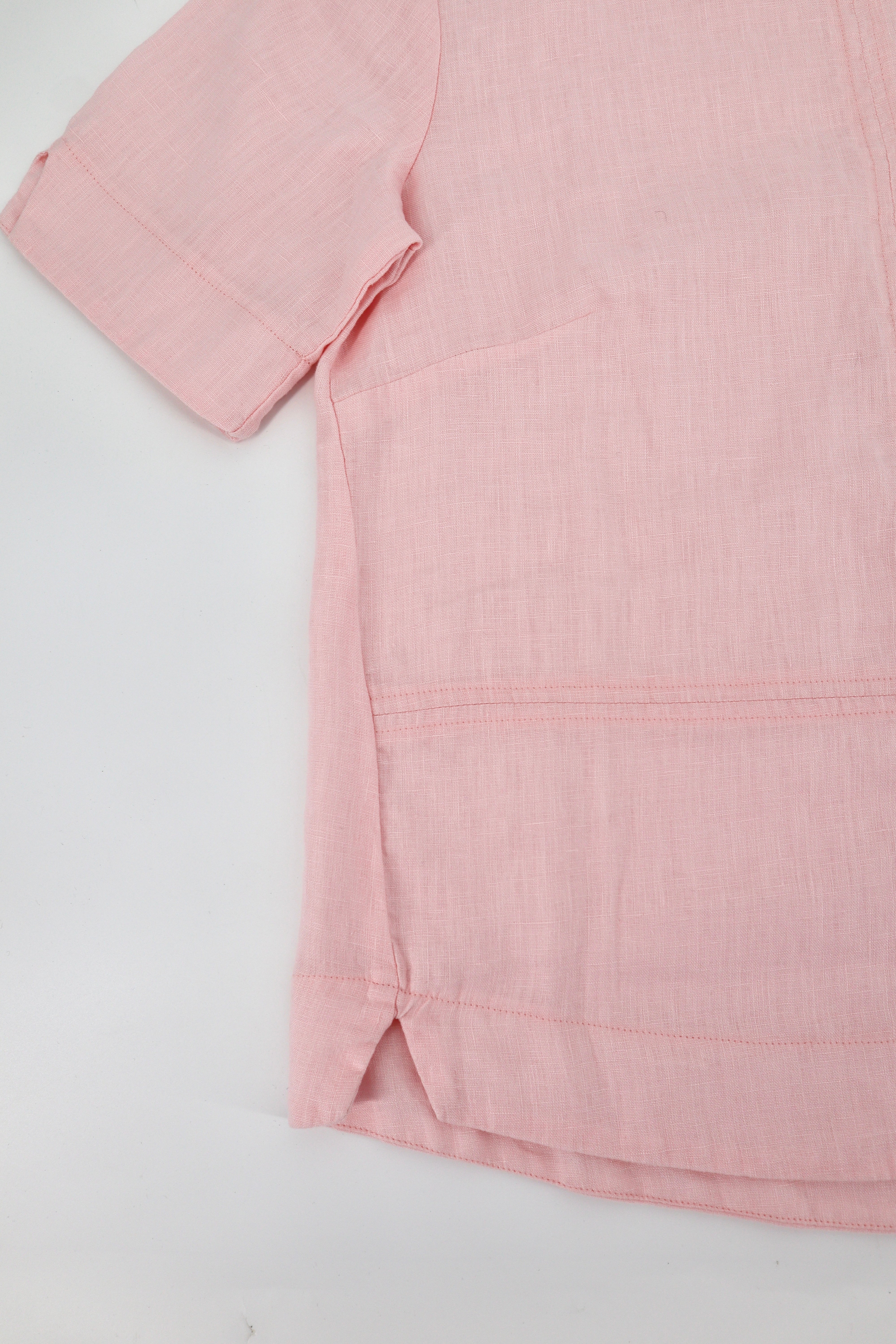 Round Neck Linen Tee in Light Pink