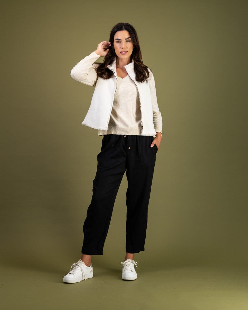 Sleeveless Sherpa Jacket in Bone