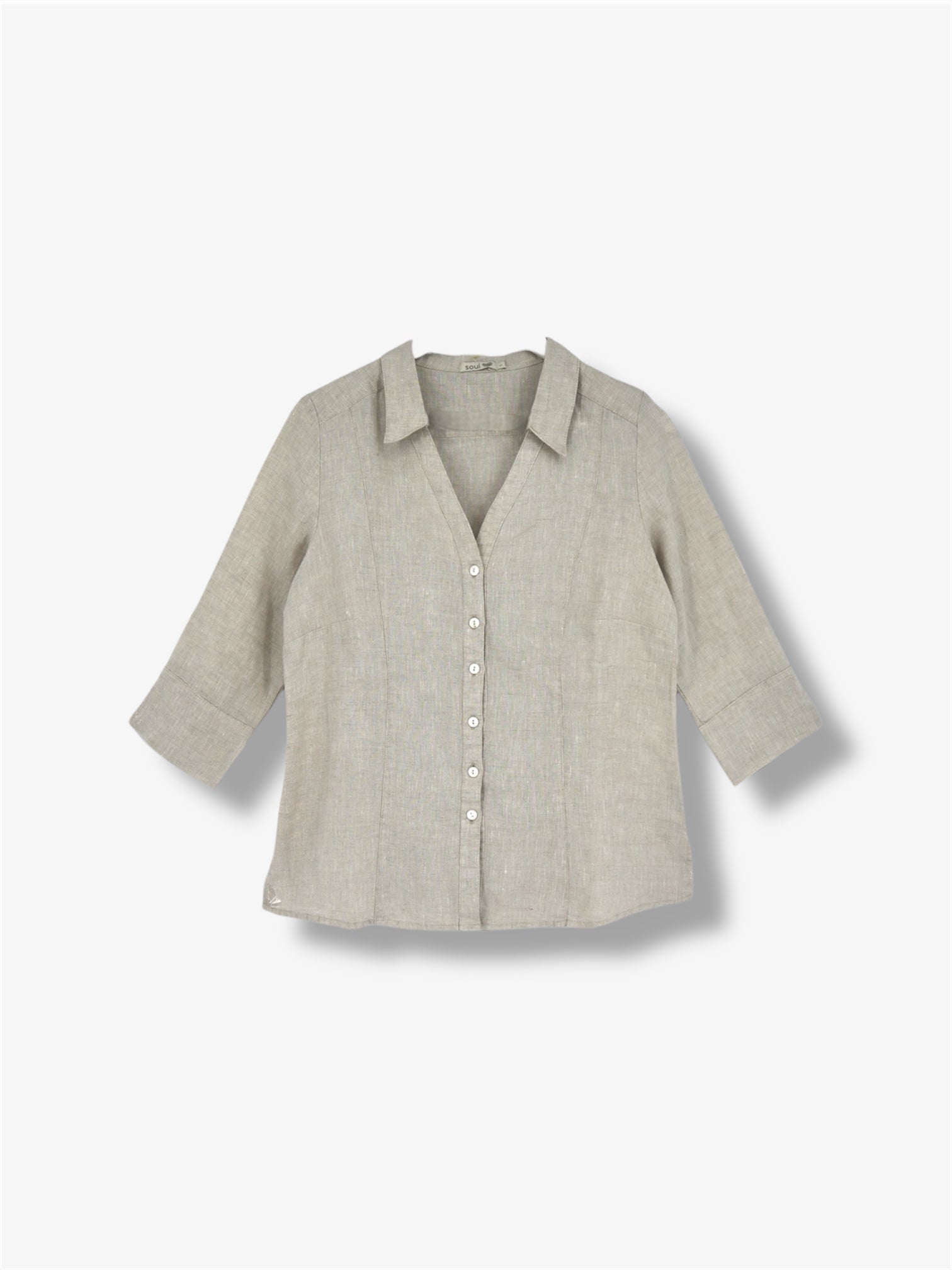 Linen Panel Button Down Shirt in Natural