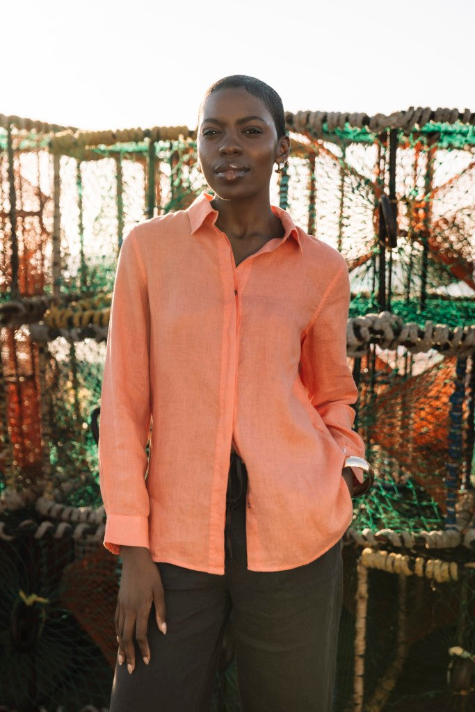 Concealed Front Shirt in Grapefruit