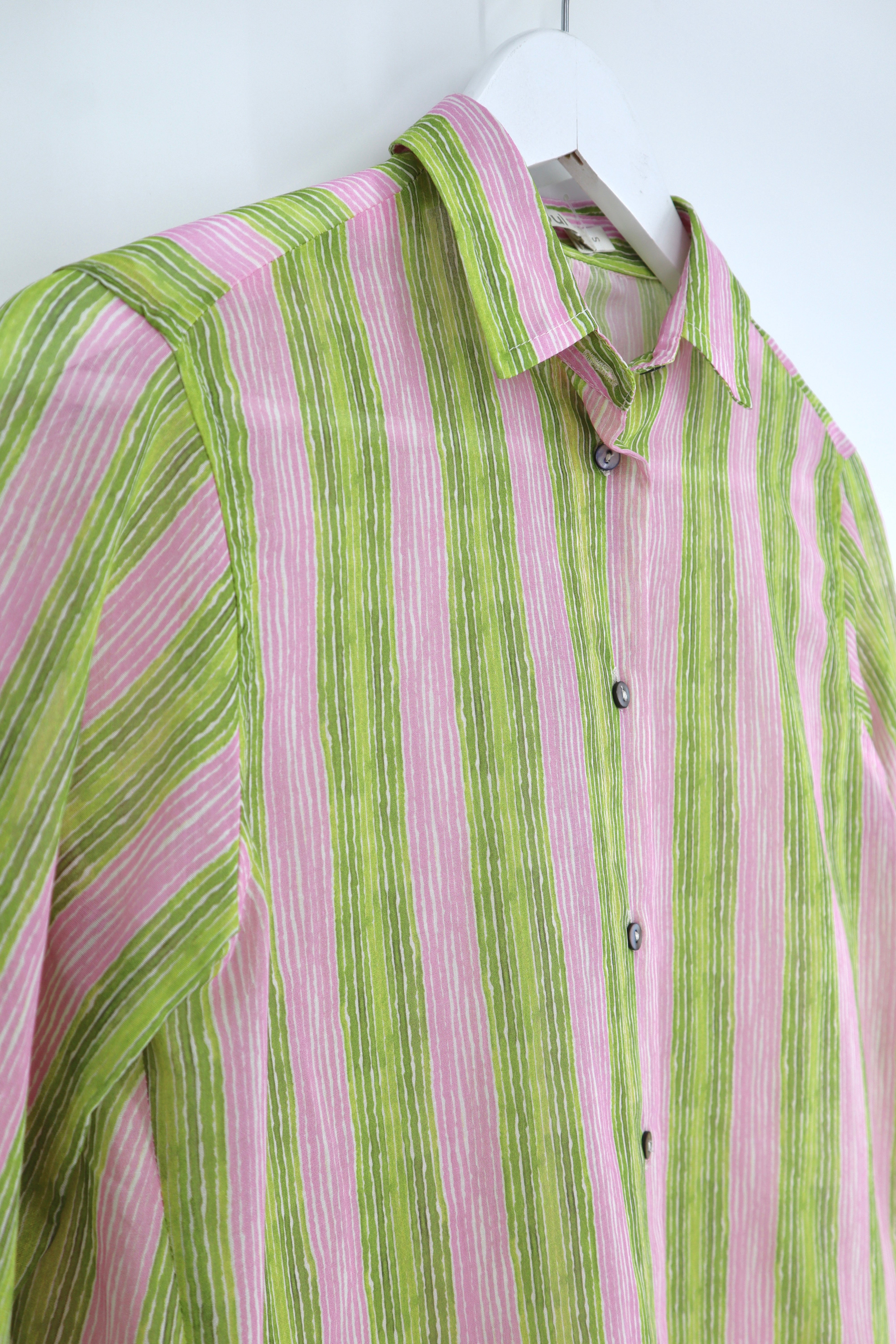 Green & Pink Striped Shirt