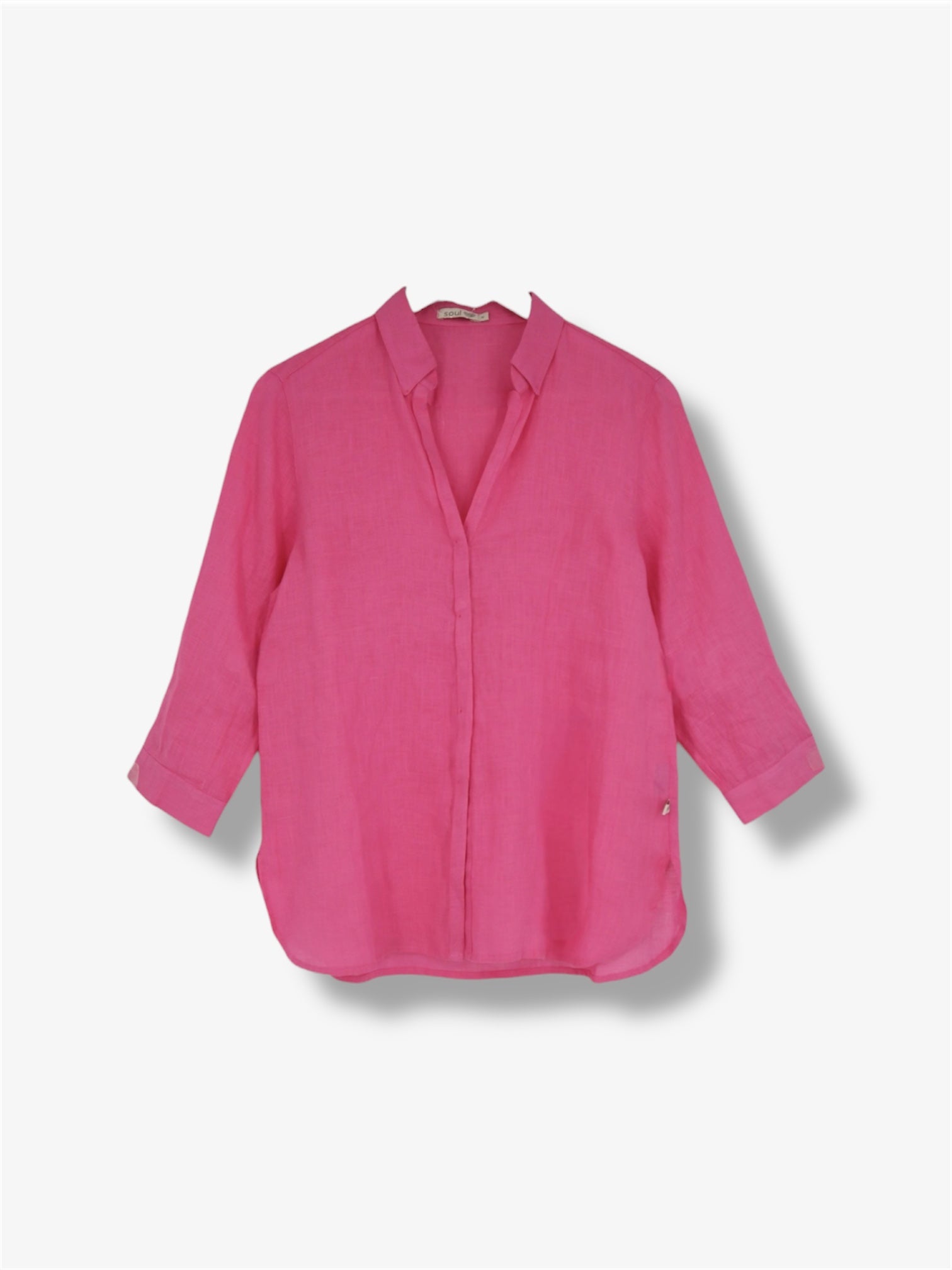 3/4 Sleeve Linen Shirt in Candy