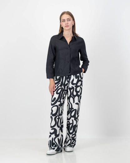 Linen Collar Jacket in Black