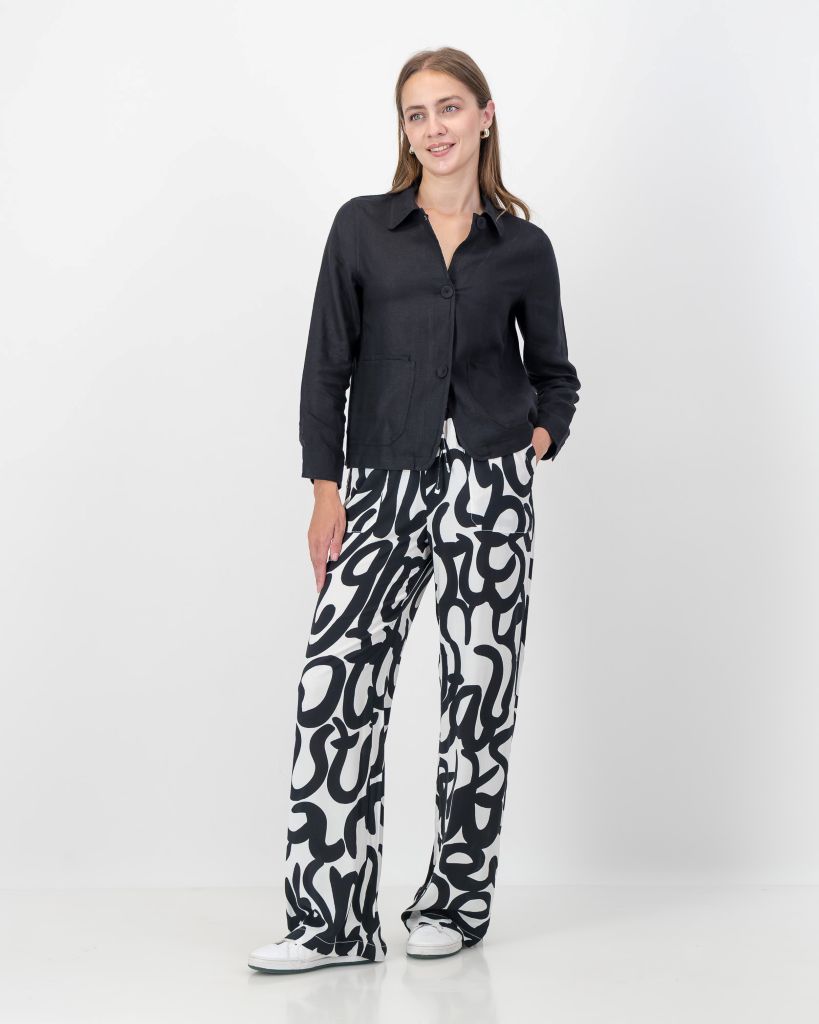 Linen Collar Jacket in Black