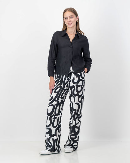Linen Collar Jacket in Black