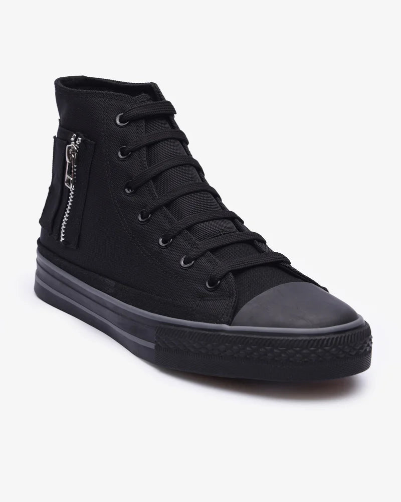 Alpha Canvas Zip Shoes in Black Mono / Grey