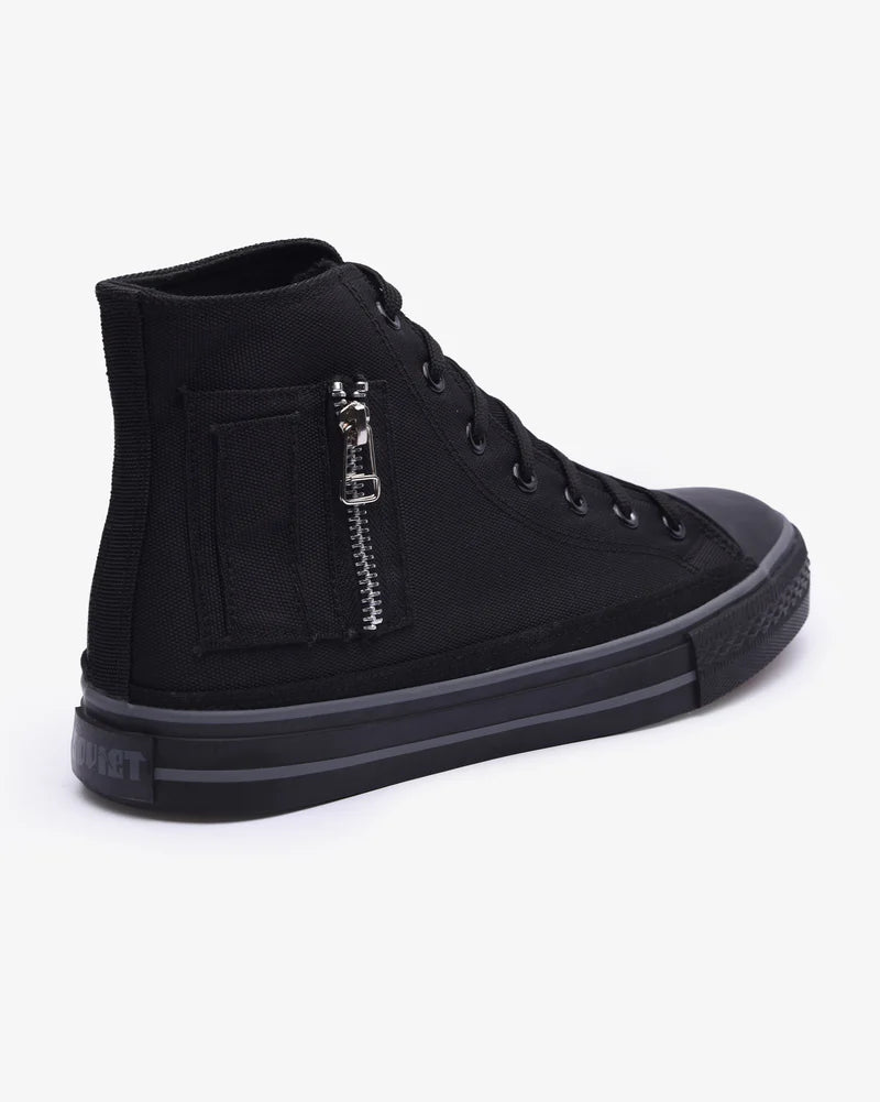 Alpha Canvas Zip Shoes in Black Mono / Grey