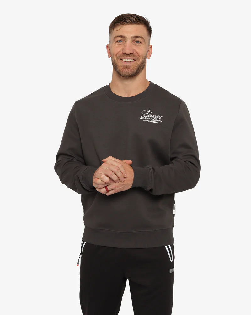 Asher Crew Neck Sweat Top in Anthracite