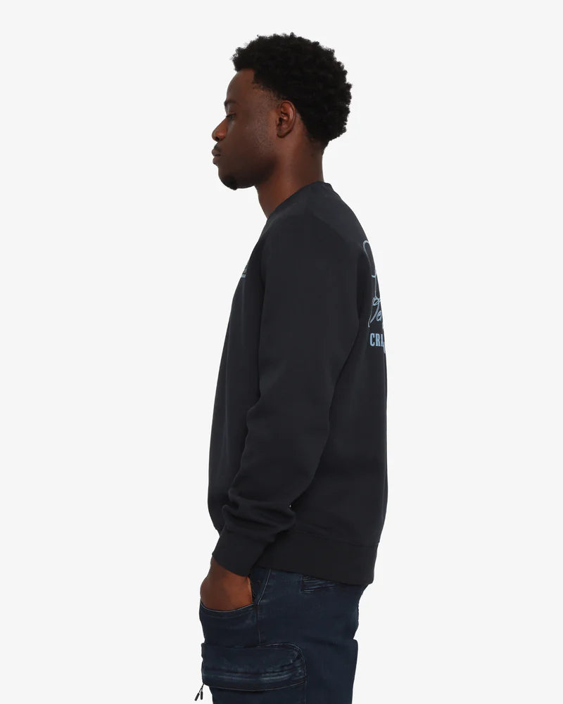 Asher Crew Neck Sweat Top in Navy