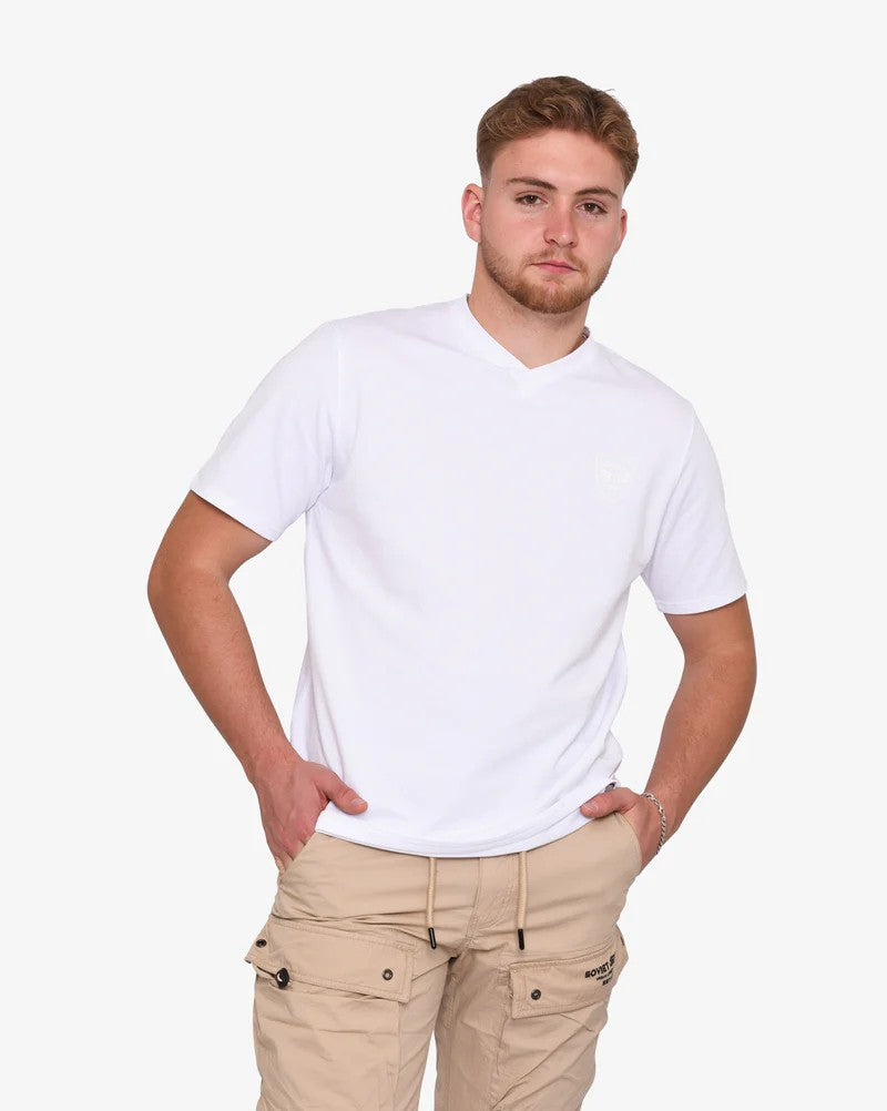 Bold SS V-Neck Tee in White