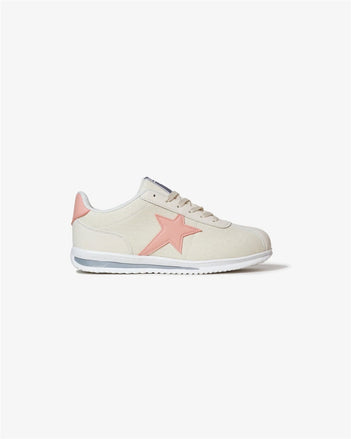 White sneaker with a pink star on a white background