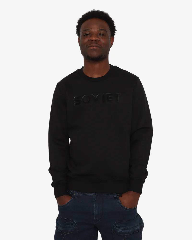 Leo Crew Neck Sweat Top in Black
