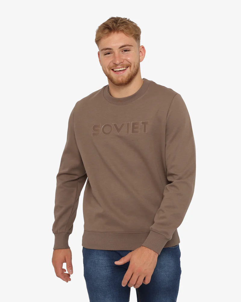 Leo Crew Neck Sweat Top in Taupe