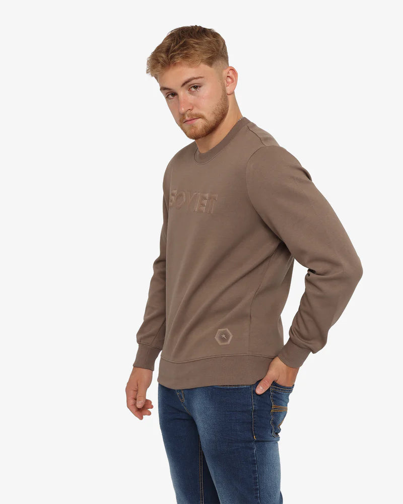 Leo Crew Neck Sweat Top in Taupe