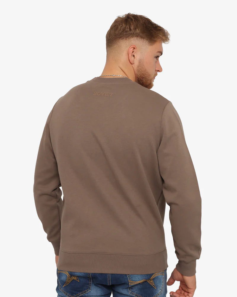 Leo Crew Neck Sweat Top in Taupe