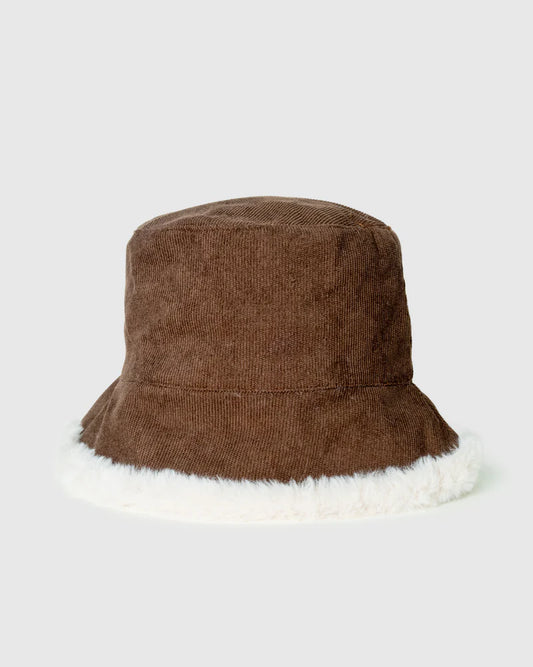 Liberty Corduroy/Fur Bucket Hat in Chocolate