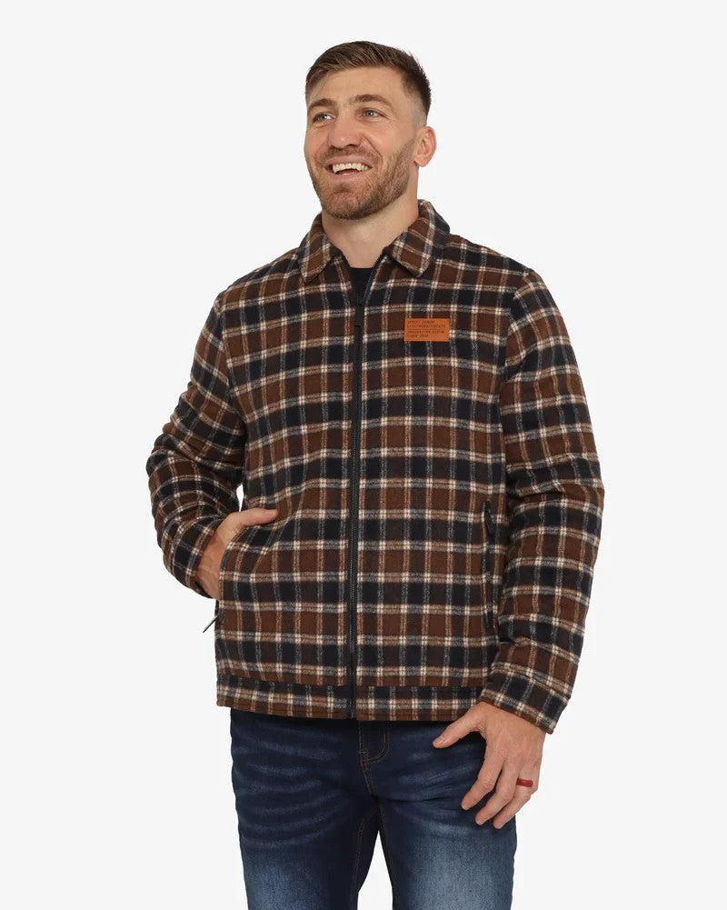 Sylas Zip Check Jacket in Navy
