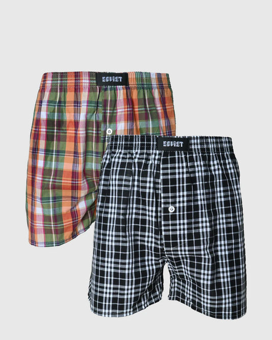 Wayne Woven Check Boxer Shorts in Black & White / Multi