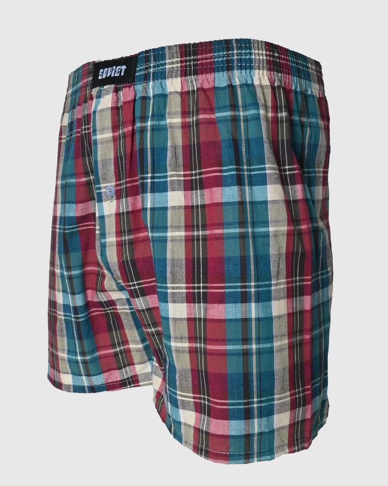 Wayne Woven Check Boxer Shorts in Navy / Multi