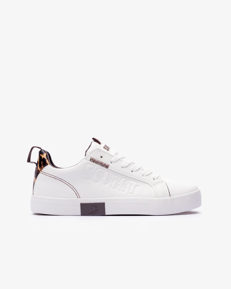 Hollywood Sneaker in White / Leopard / Chocolate