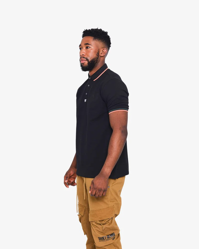 Yuno SS Pique Golfer in Black