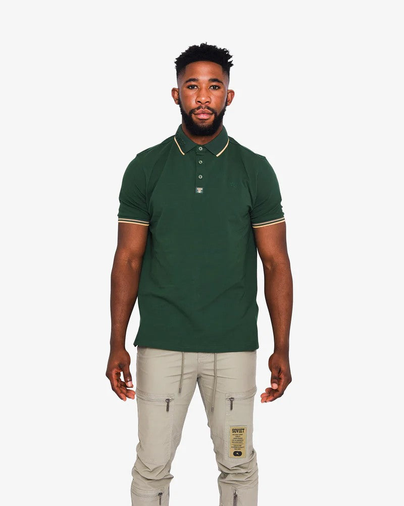 Yuno SS Pique Golfer in Bottle Green