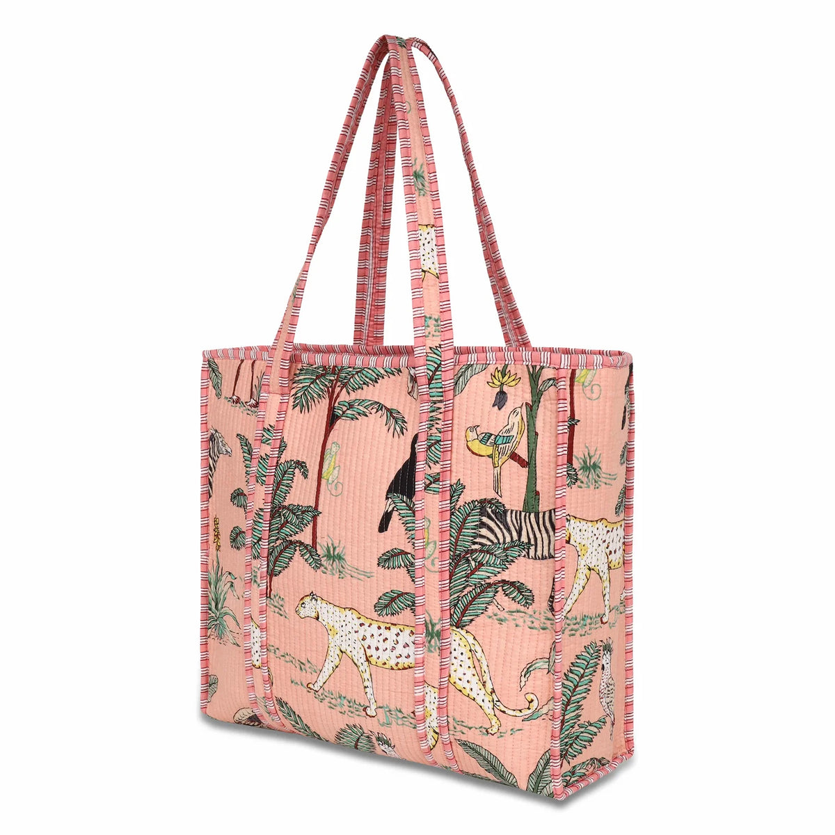 Cotton Boxy Bag in Peach Jungle Print