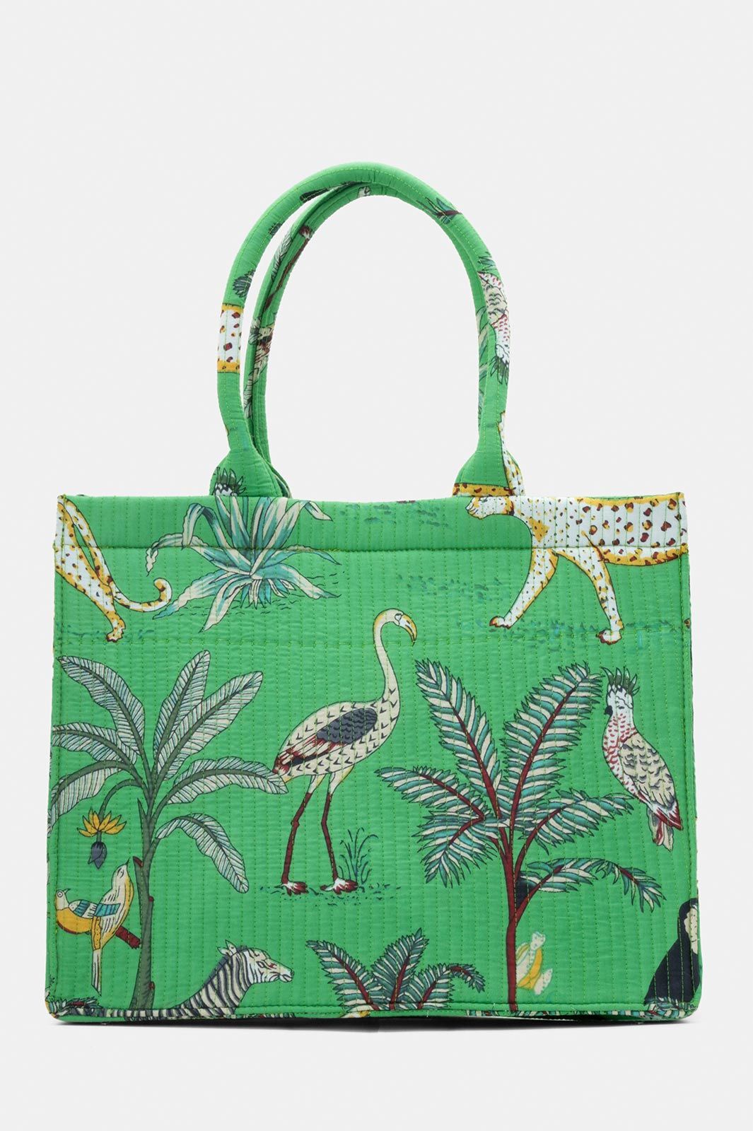 Cotton Boxy Bag in Green Jungle Print