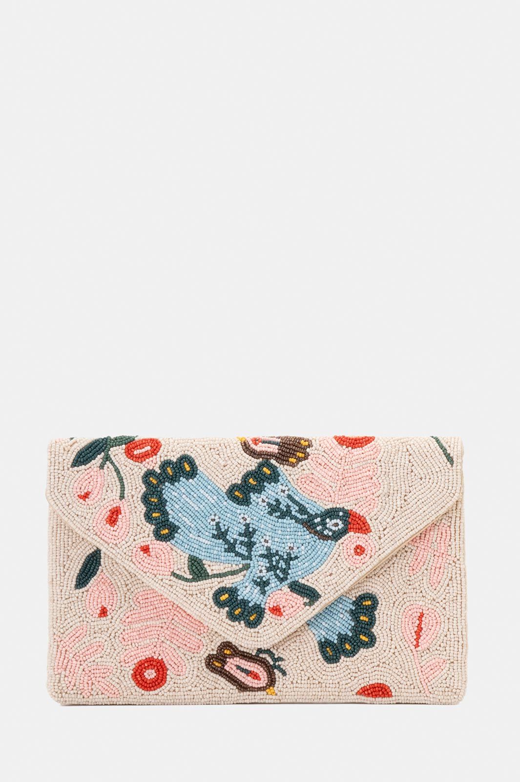 Beaded Clutch Bag in Peach