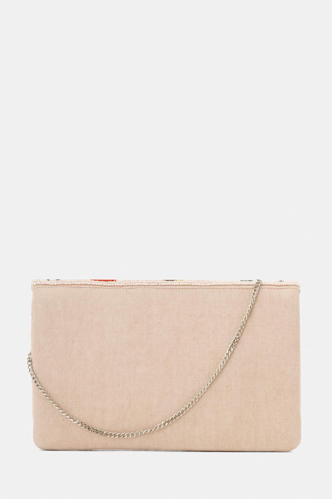 Beaded Clutch Bag in Peach