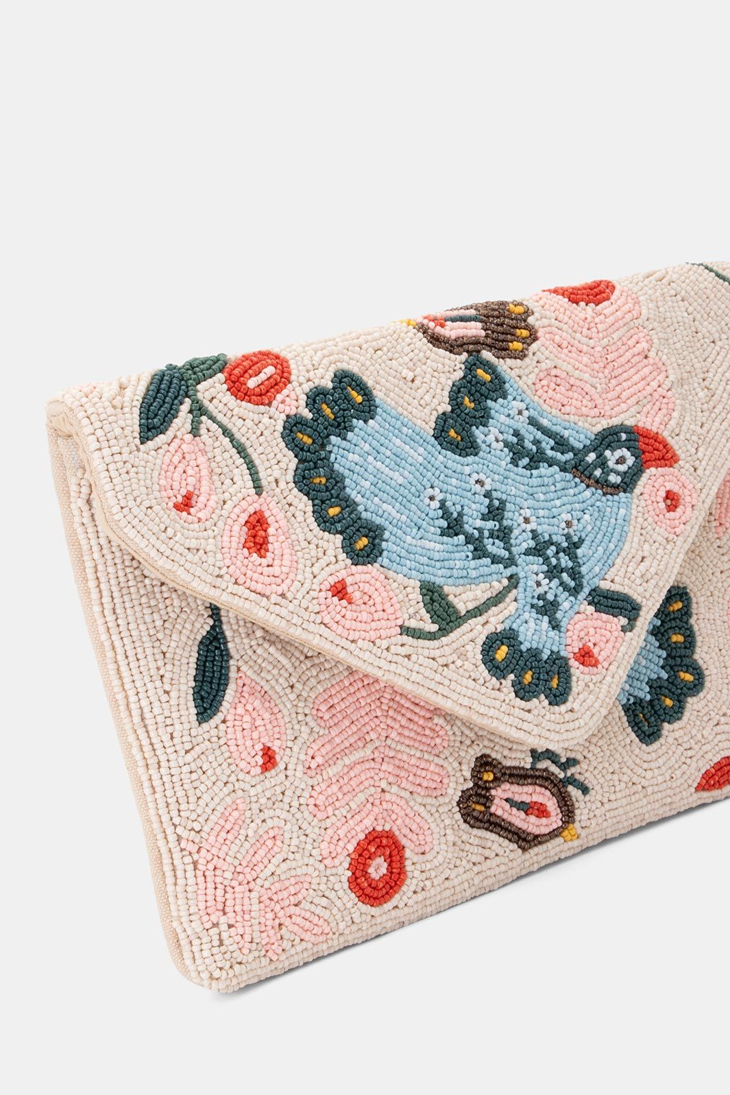 Beaded Clutch Bag in Peach