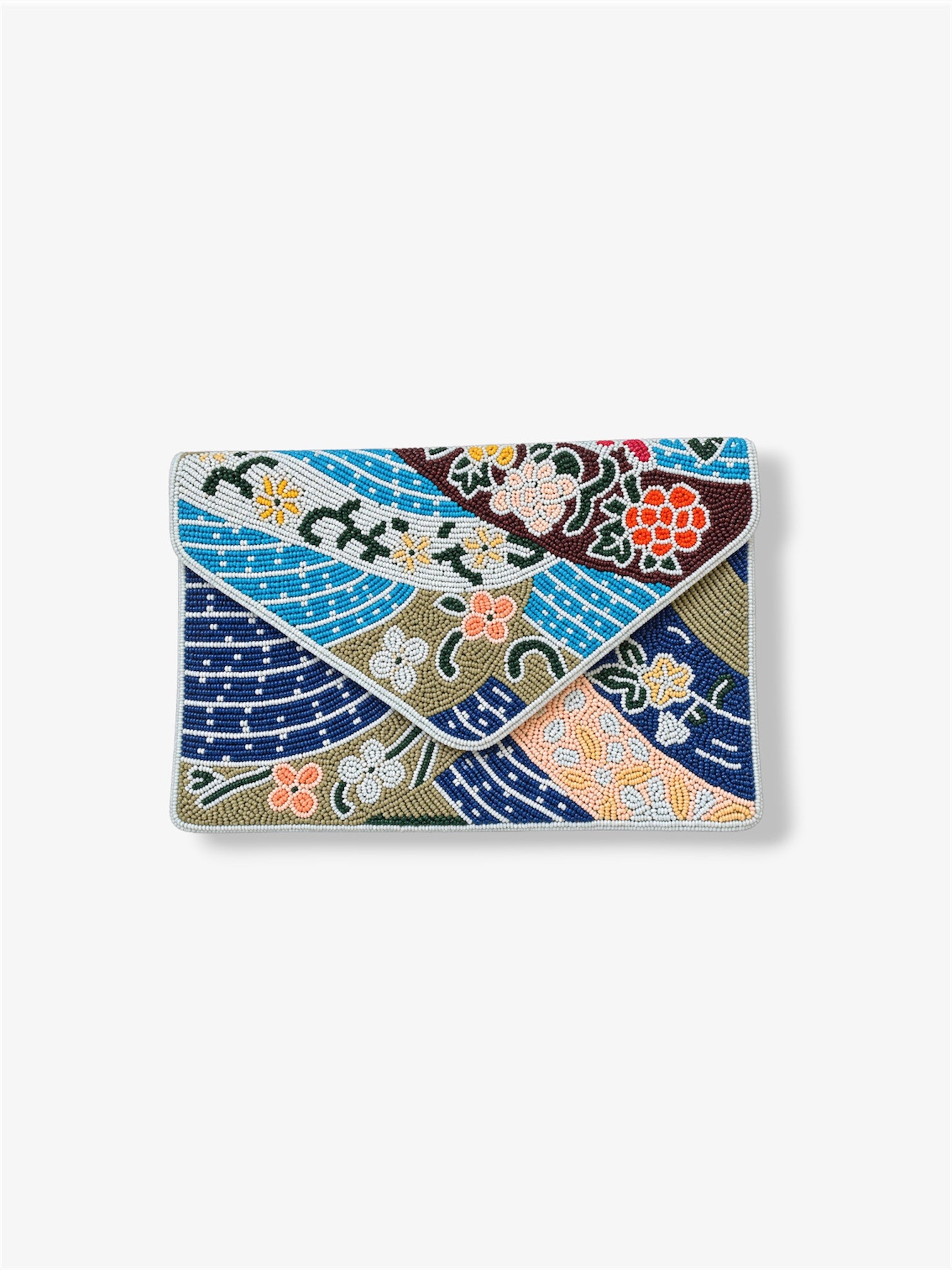 Beaded Clutch Bag in Blue