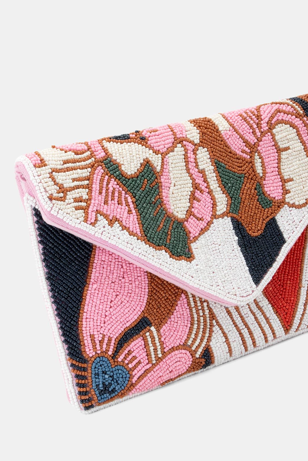 Beaded Clutch Bag in Pink