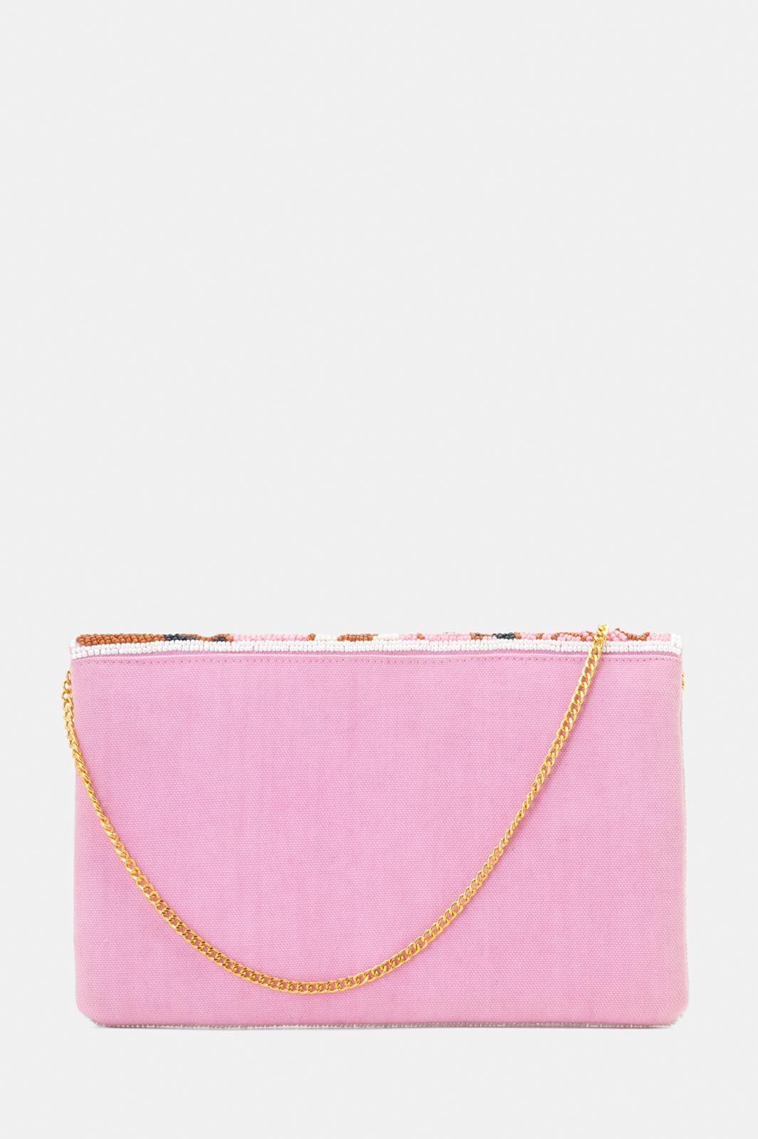 Beaded Clutch Bag in Pink