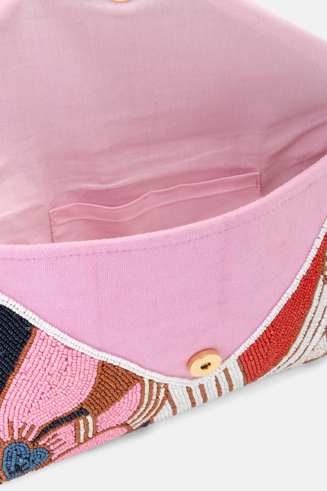 Beaded Clutch Bag in Pink