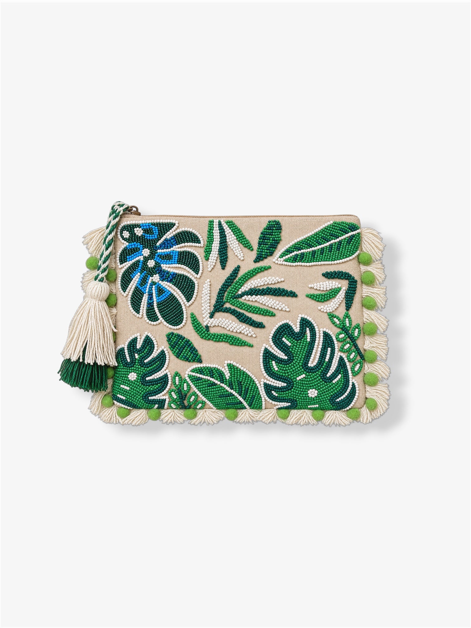 Beaded Clutch Bag in Sand