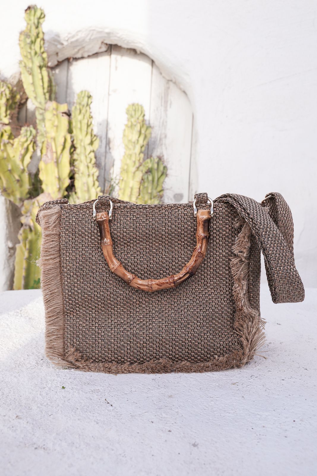 Scalloped Sequin Bag in White