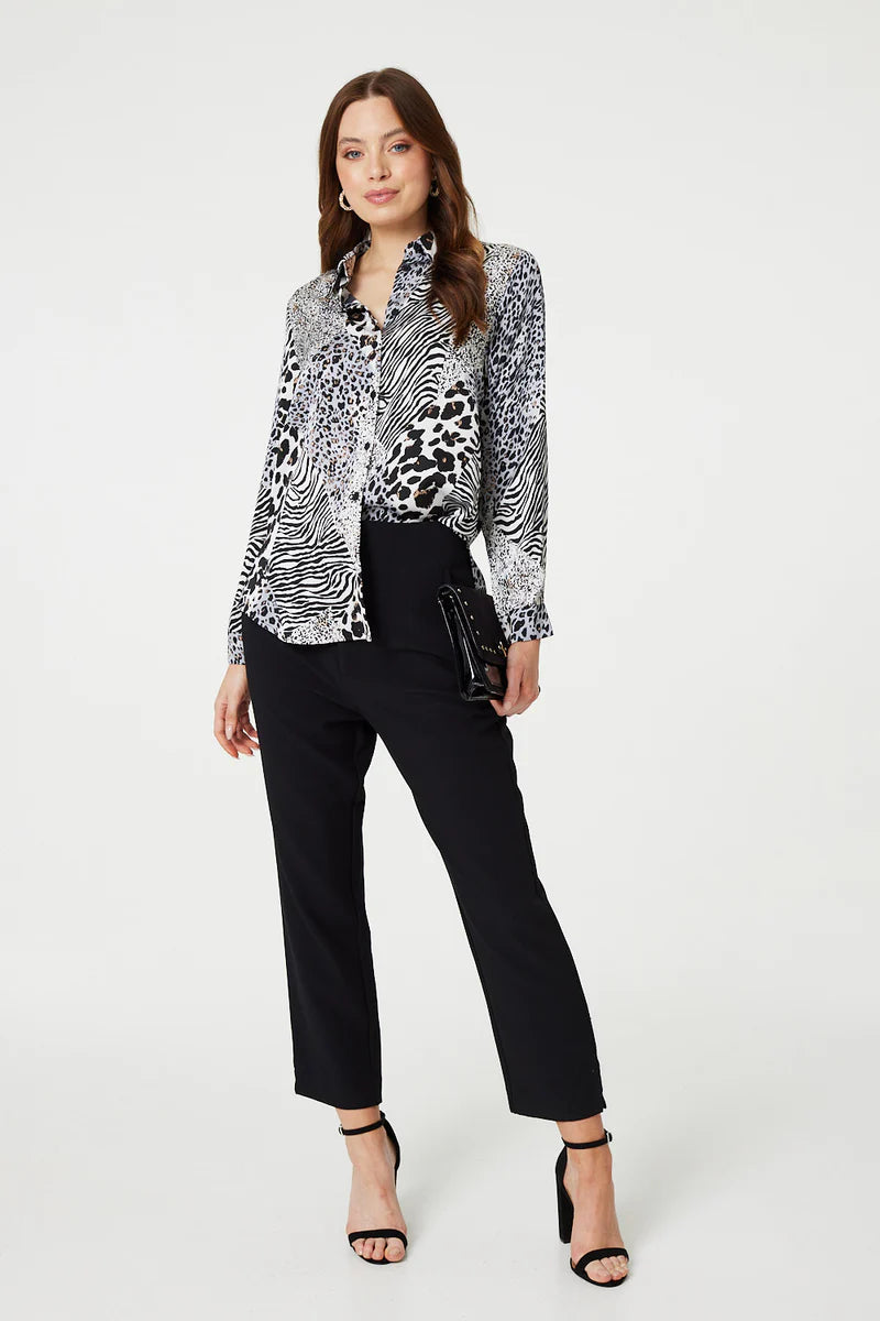 LS Button Up Shirt in Animal Print