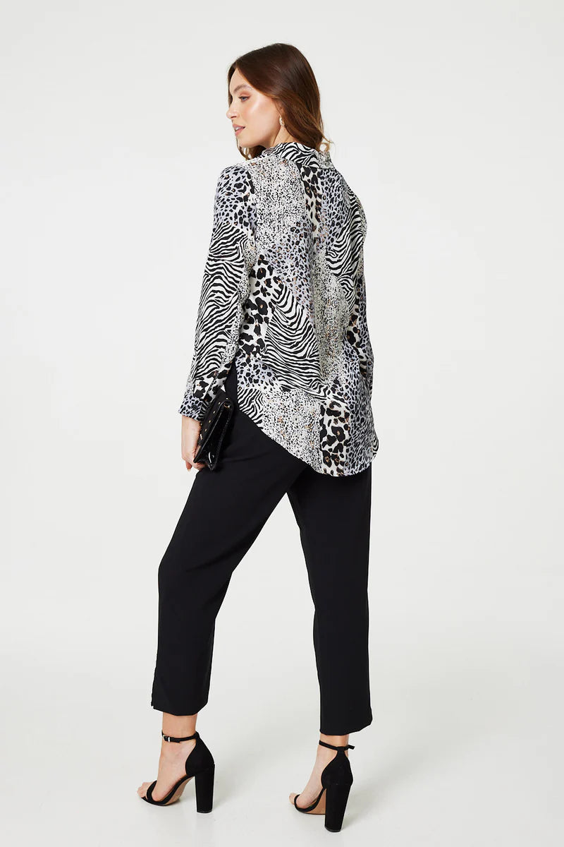 LS Button Up Shirt in Animal Print