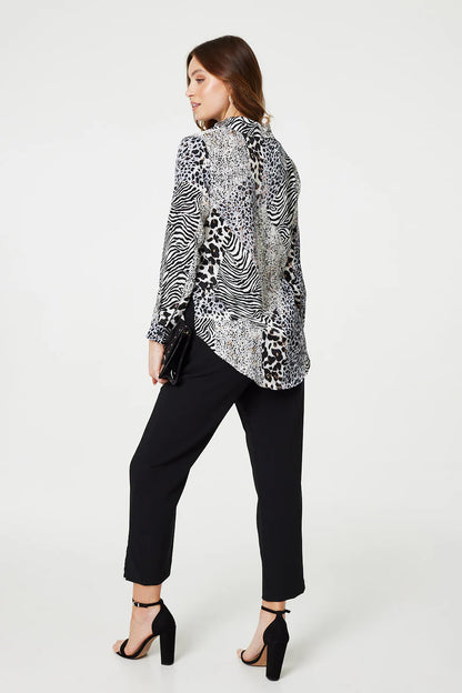 LS Button Up Shirt in Animal Print