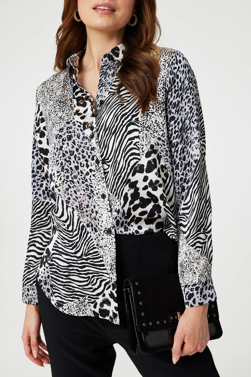 LS Button Up Shirt in Animal Print